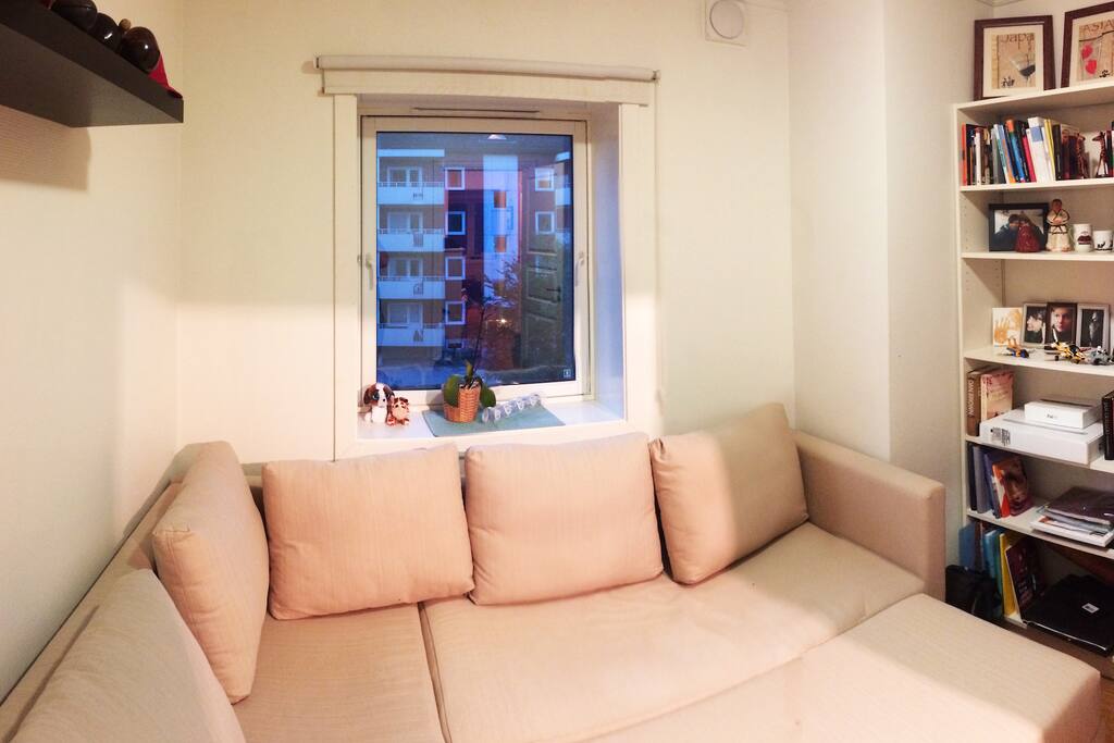 Guest room with expandable sleeping couch