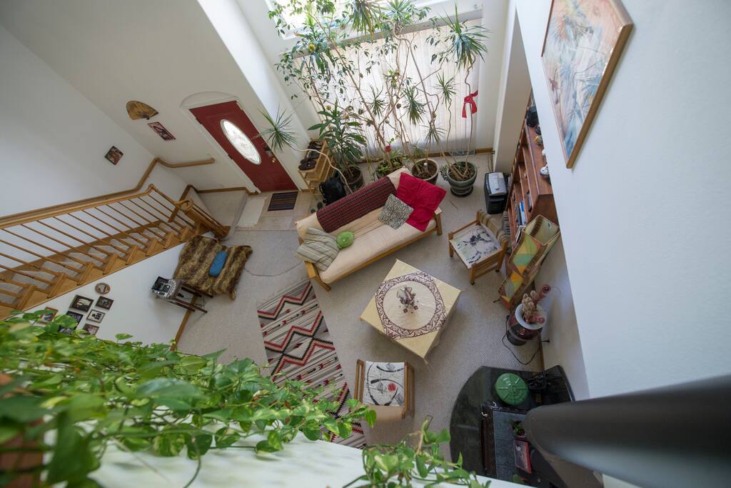 View from gallery down into living room