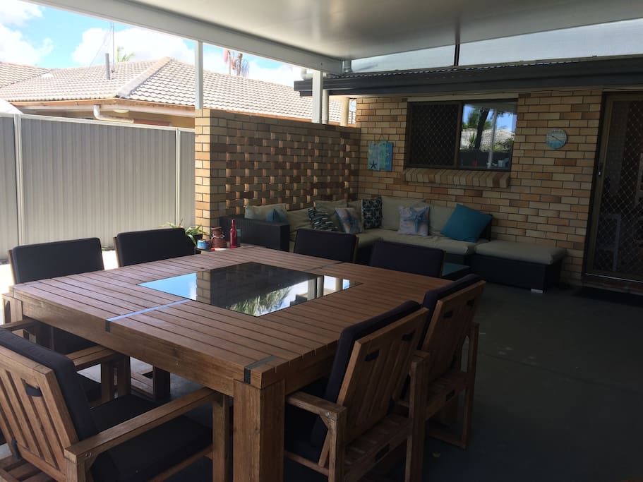 Private backyard fully fenced. Outdoor lounge.