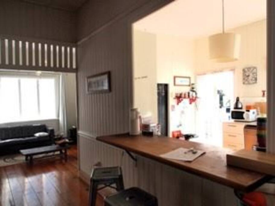 Funky, open, bright interior.