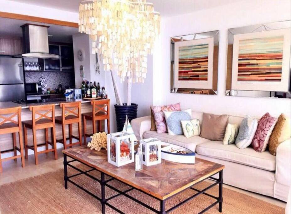 kitchen and living room
