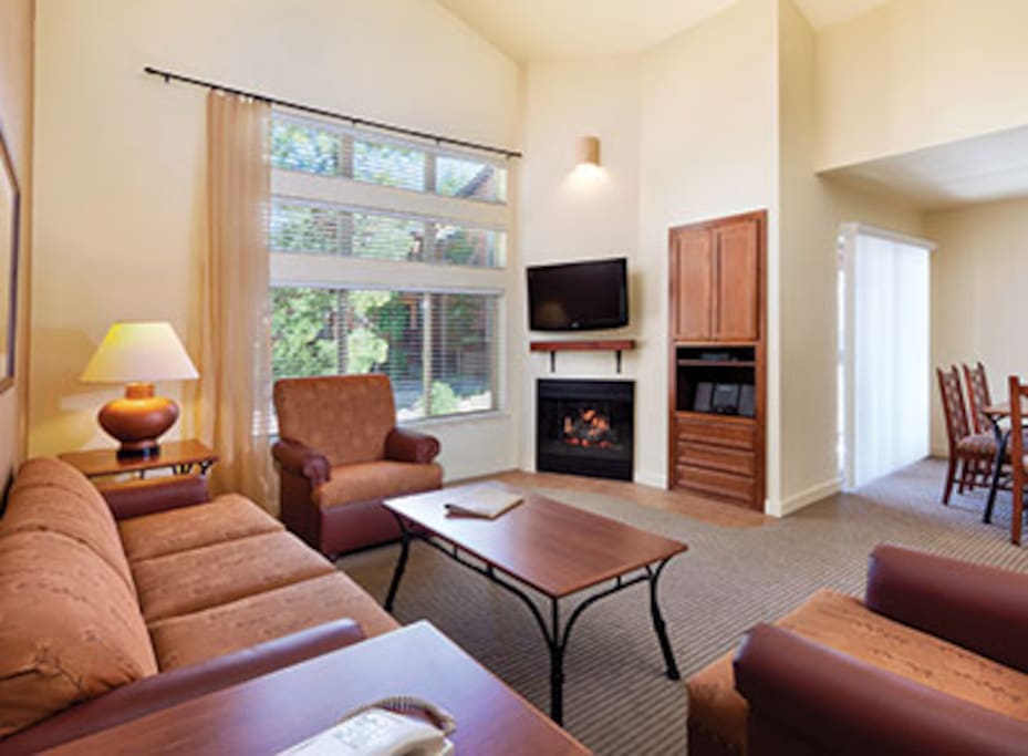 Cable TV, DVD player, Stereo with CD player, Telephone
· Gas fireplace
