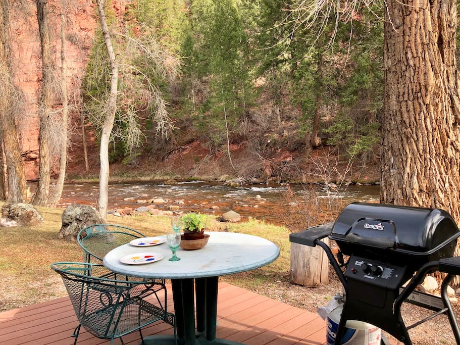 Front porch with propane grill