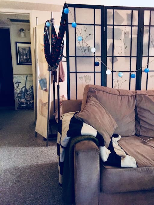 The fort space set up behind couches in the living room. *͛ ͙͛ ⁑͛⋆͛*͛ ͙͛