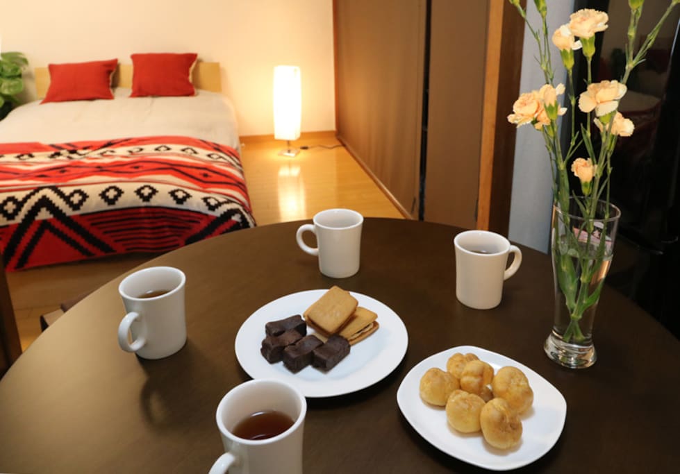 Guests can get any food at shops near apartment.