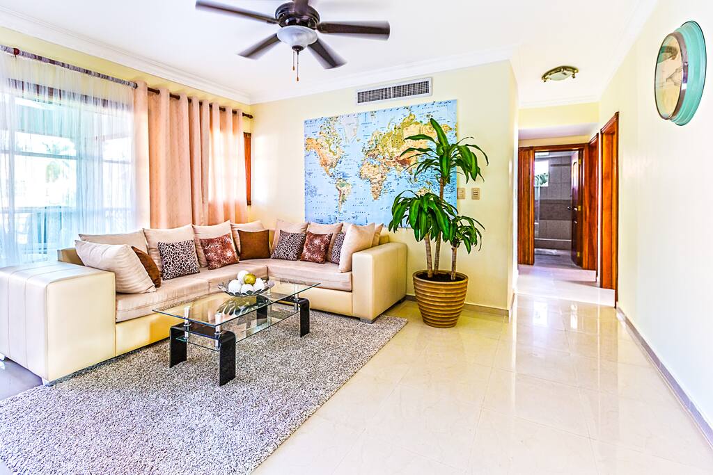 The living room. Fresh, spacious, 3 level penthouse will be ideal for your leisure! You can enjoy yourself and have enough space for everybody!