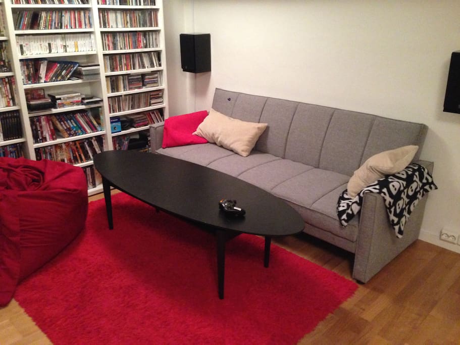 The TV room for use. The sofa can also be used as an ekstra bed, but its hard to sleep on.