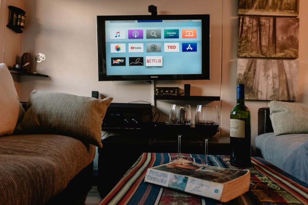 TV with Netflix, Apple TV and surround sound
