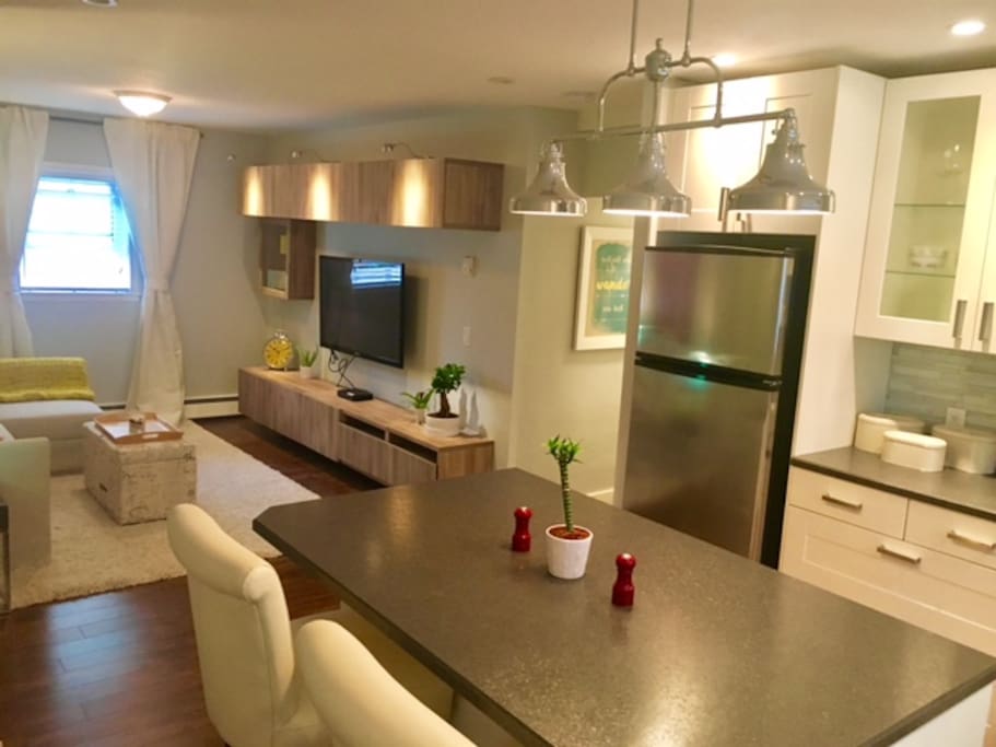 Open concept to comfortable living room area