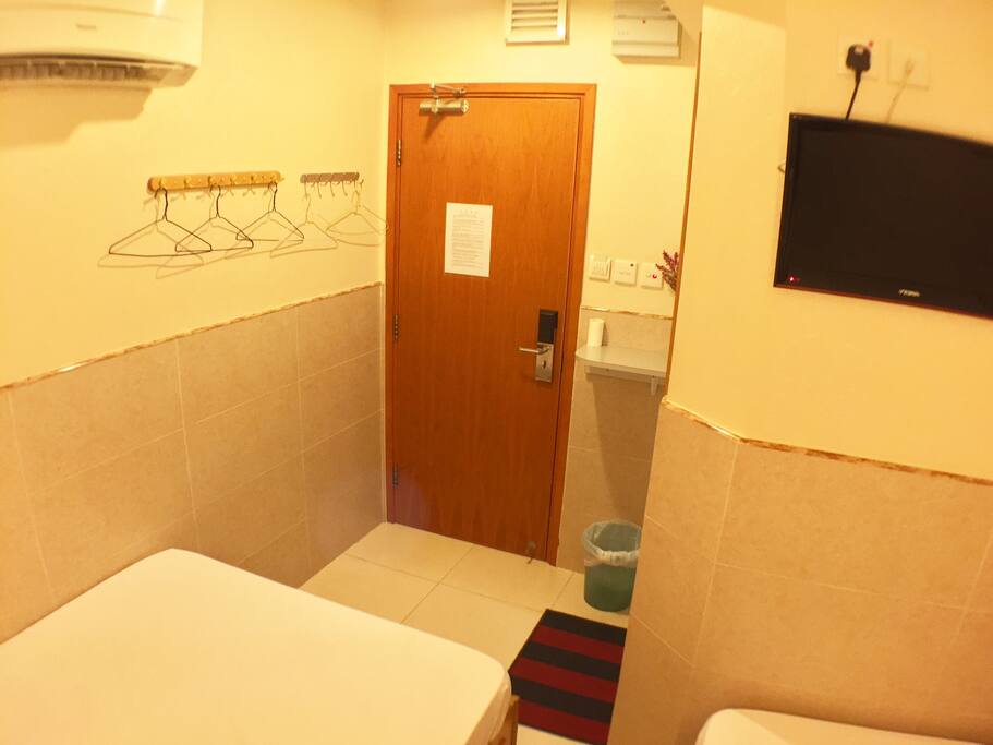 In room with TV, air-condition