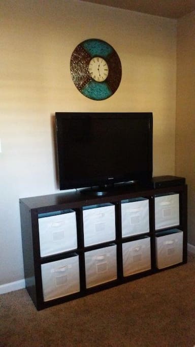 Your storage/dresser and 42" TV with Cable, DVD and Netflix.