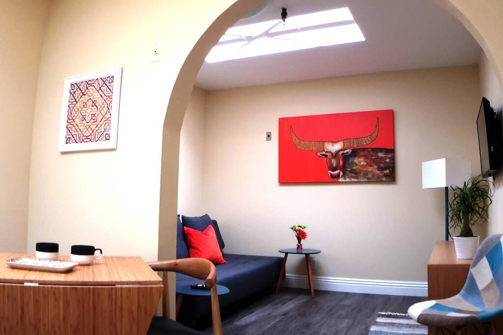 The skylight in this unit makes it bright and cheery.