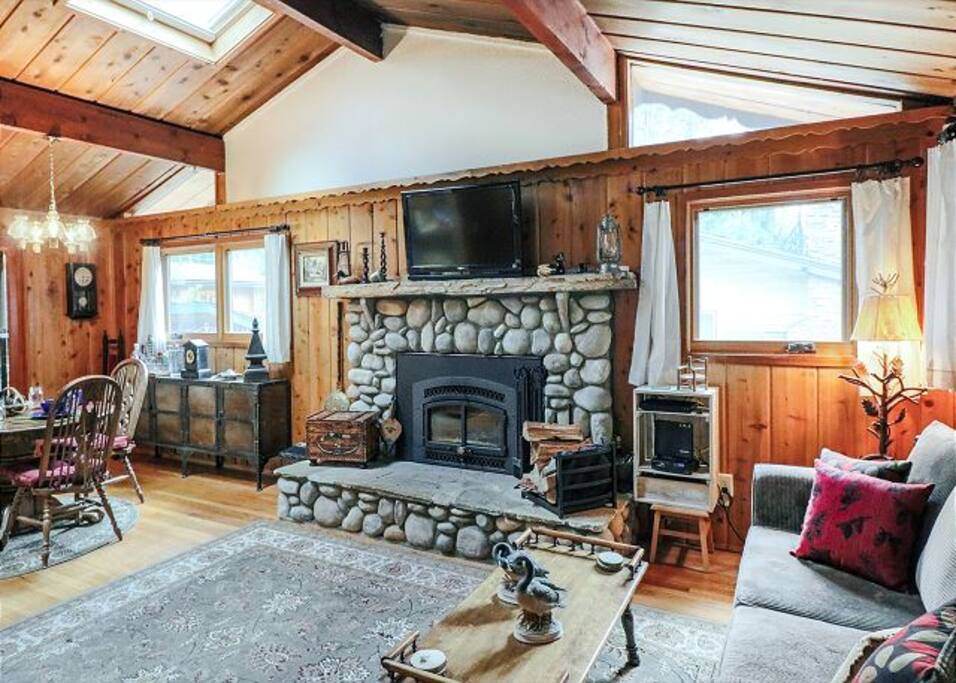 Living and dining room are open concept, perfect for entertaining a small group.