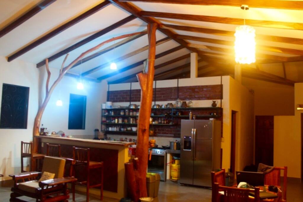 The view of the kitchen from the front door