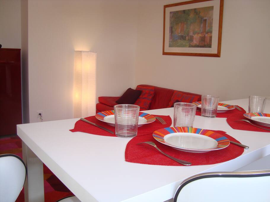 Dining area and living room