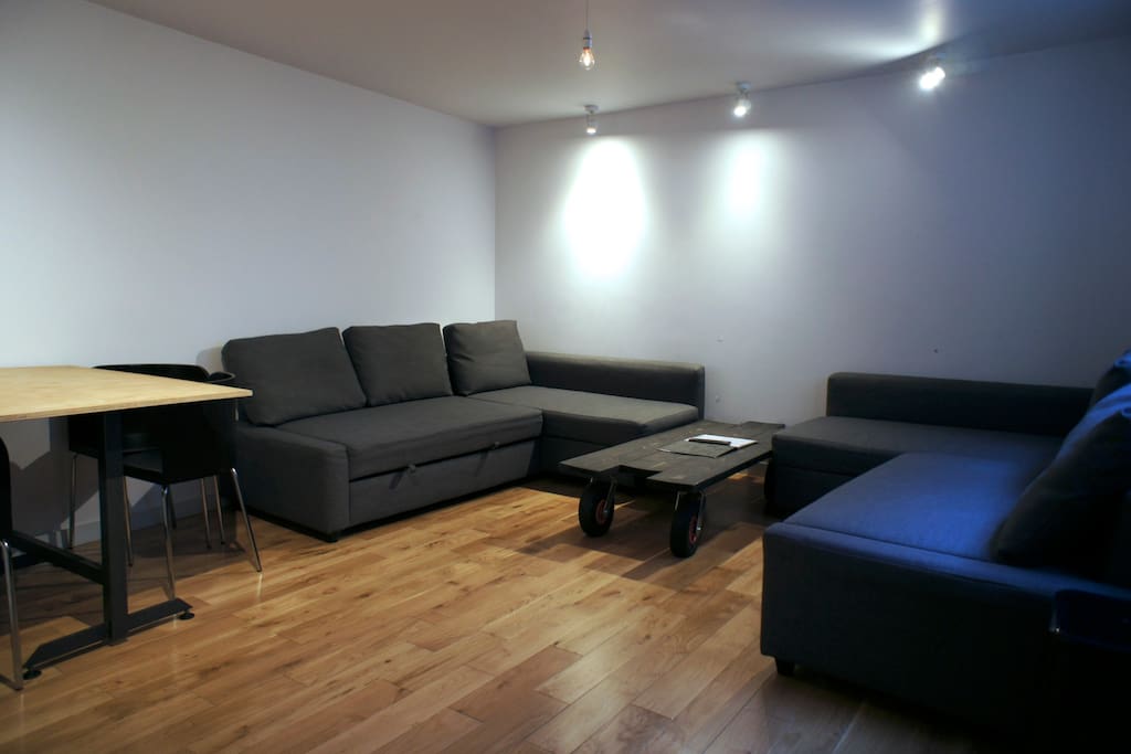 Heres' the Living Room with Two Double Sofa Beds