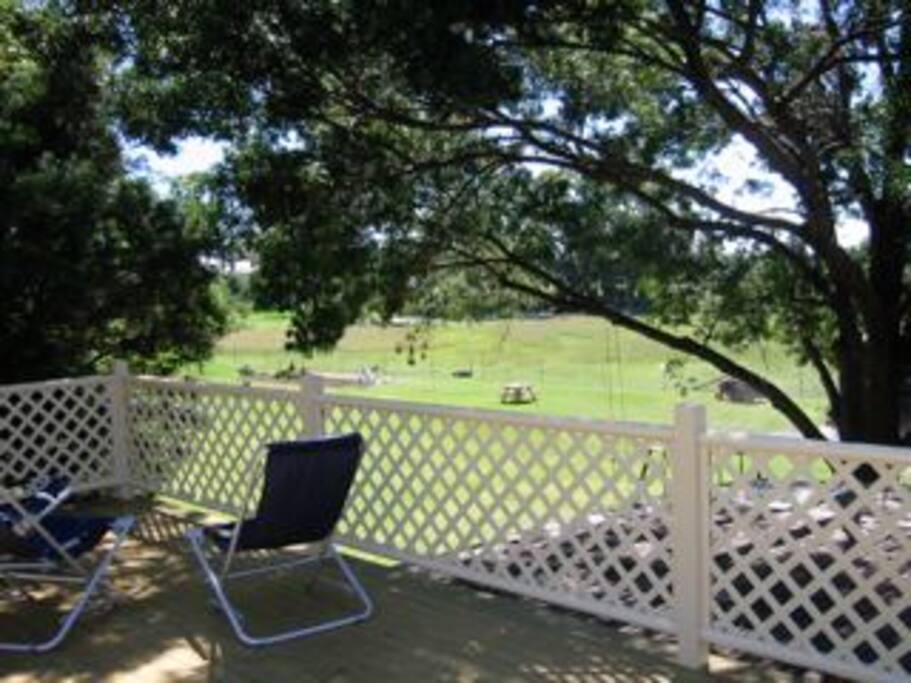 Private BBQ entertaining deck overlooking property