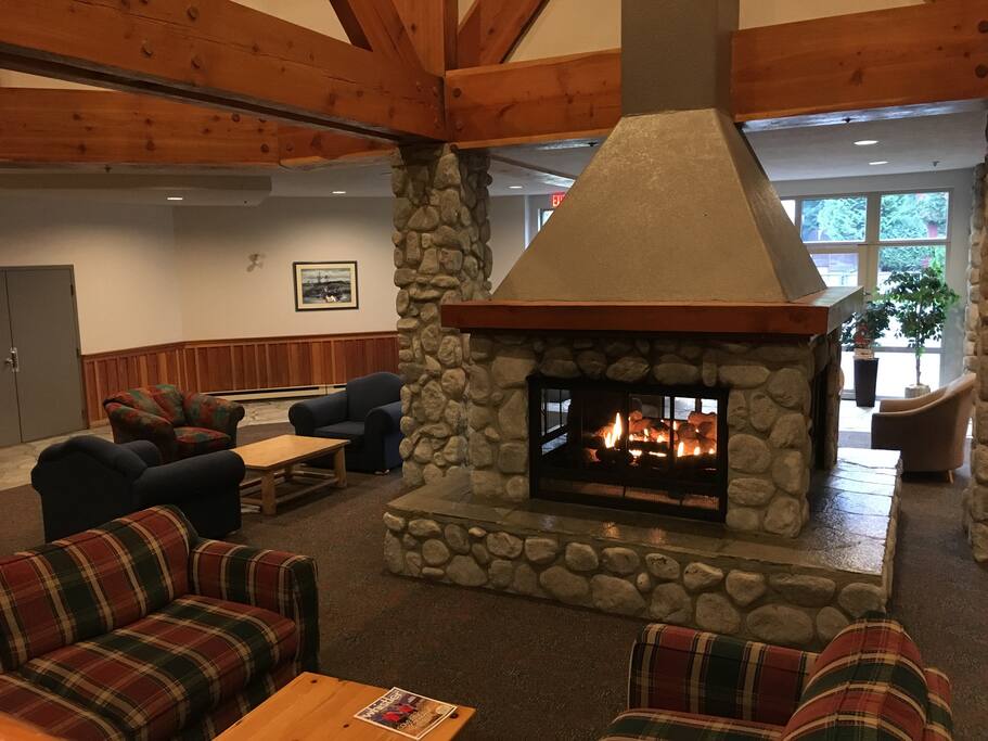 Large open great room to relax around the fire.