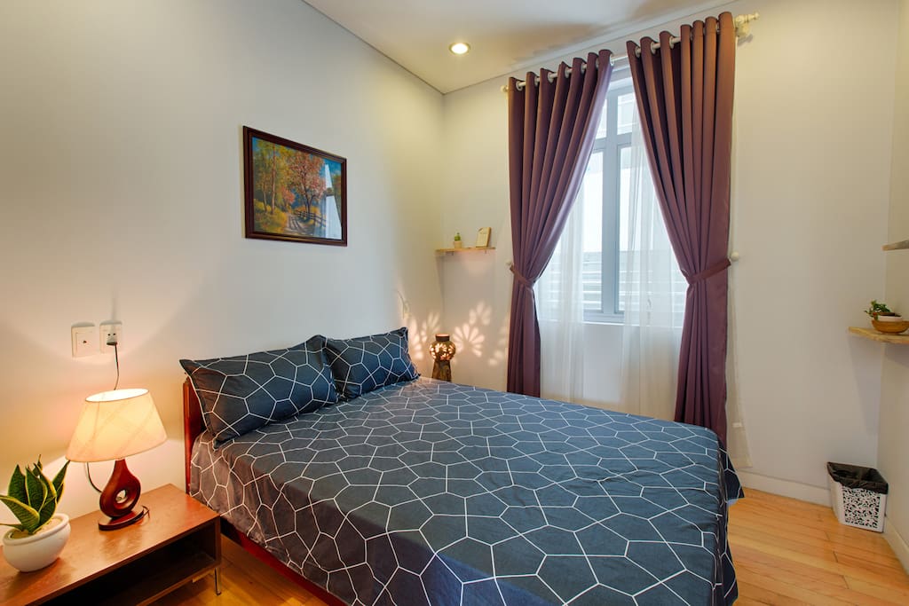 One of the bedrooms of our second floor suite. Lots of natural light and Comfort.