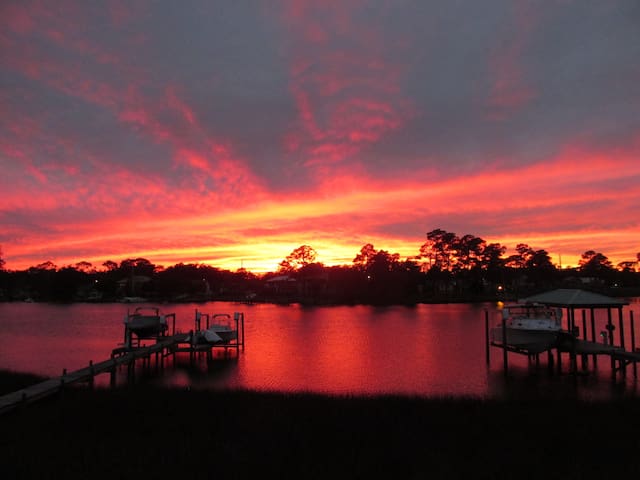 Waterfront lower deck private room.