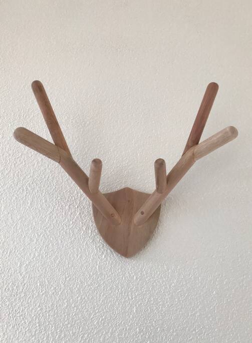 Houten gewei aan de muur