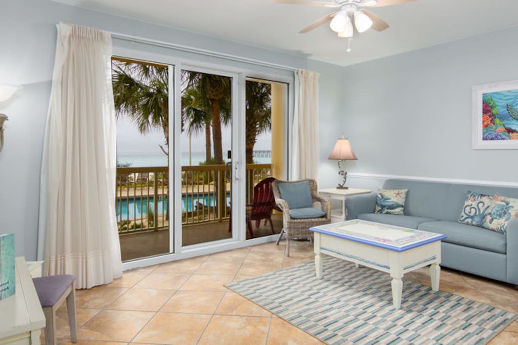Calypso 103W is a 1 bedroom condo on the ground floor. No waiting for elevators