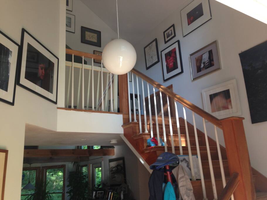 Front door entrance, original artwork throughout house