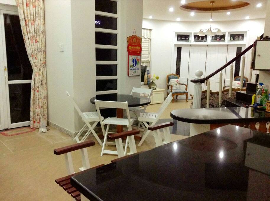 Looking from kitchen to living room