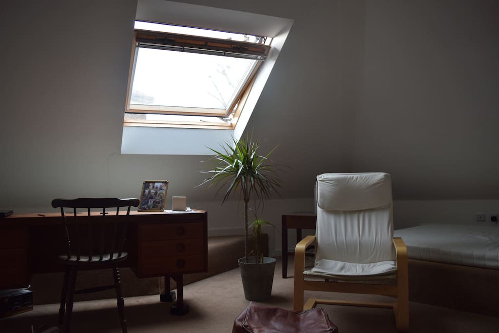One corner of the room - with the window from which you can see the London skyline