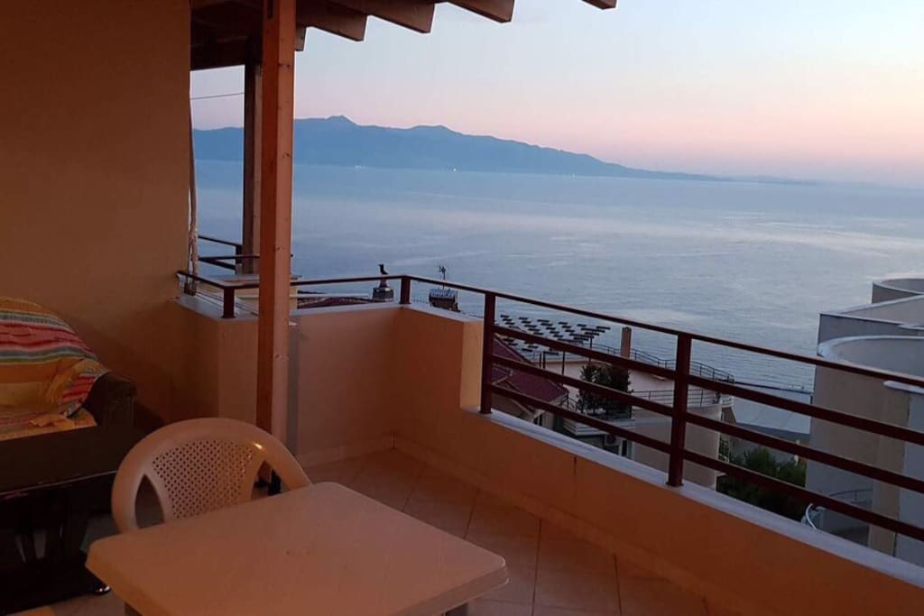 View of surrounding mountains from balcony