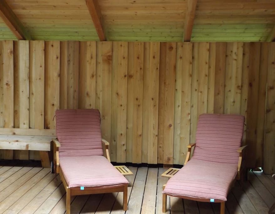 Relax on the covered deck