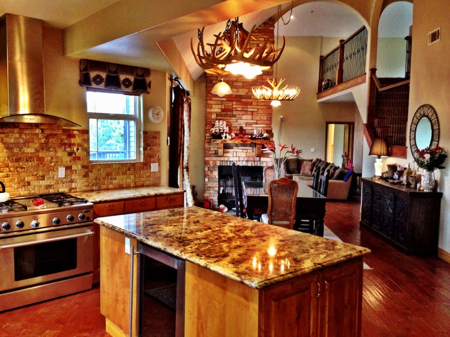 Large kitchen with island.
