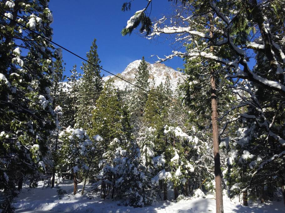 View of the majestic Sierra Buttes from the front porch and dining room. Dec 2015