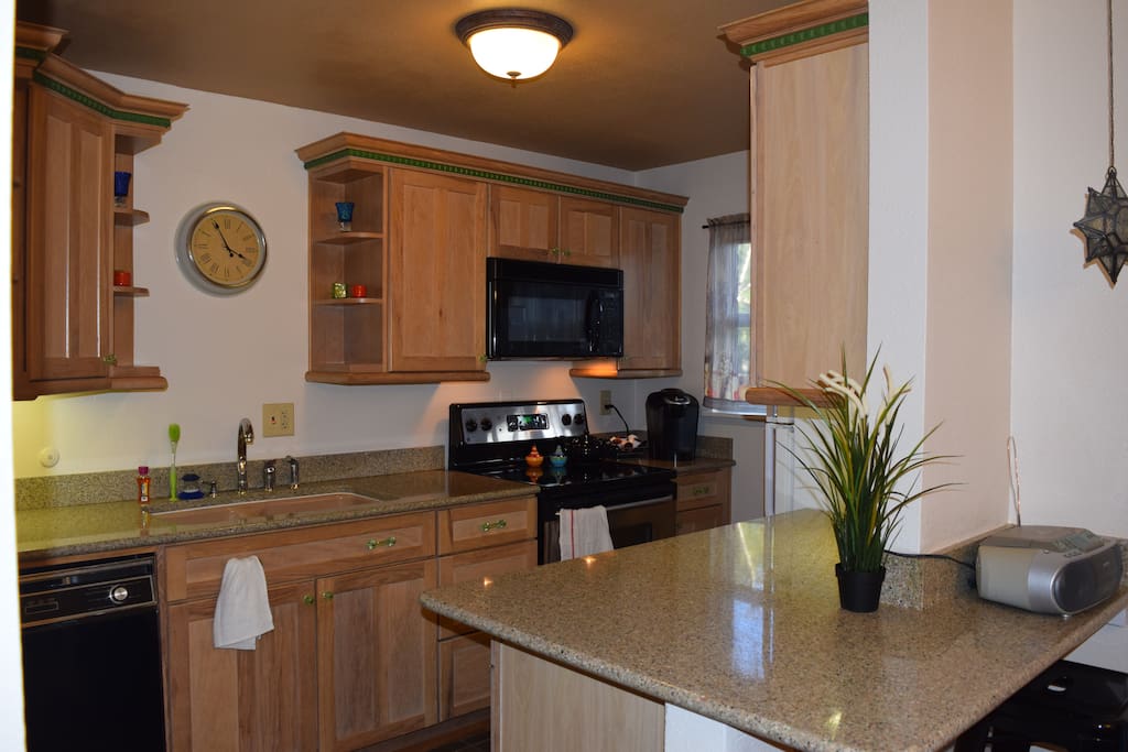 Furnished Kitchen, Stove, Fridge, Microwave, Coffee Maker and Dishwasher - complimentary coffee, tea, sweeteners and cream