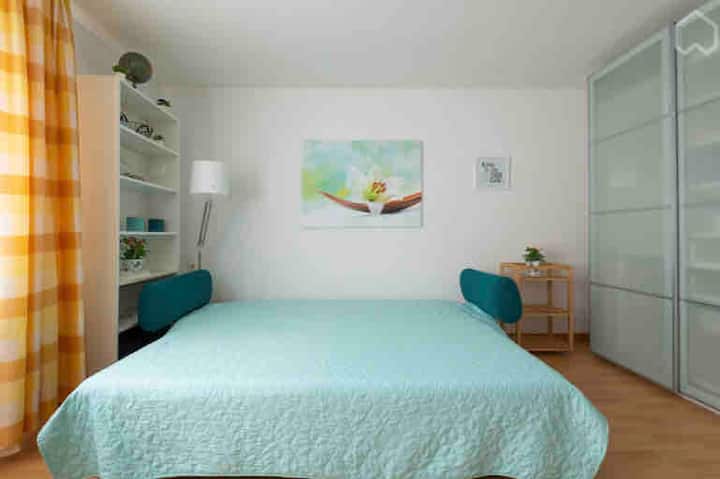 Pull-out – Couch , either single bed or pull-out double bed 2 x 2m (two comfort mattresses with slatted base)