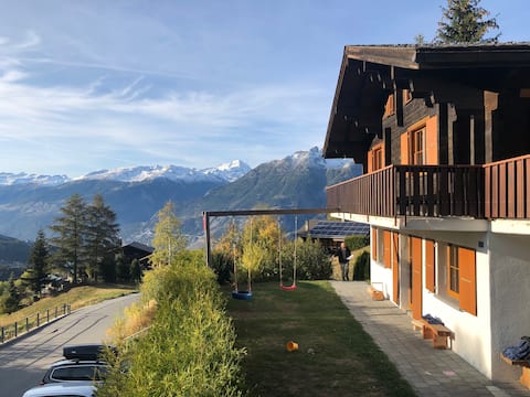 Sunny family chalet on ski slope in Bürchen