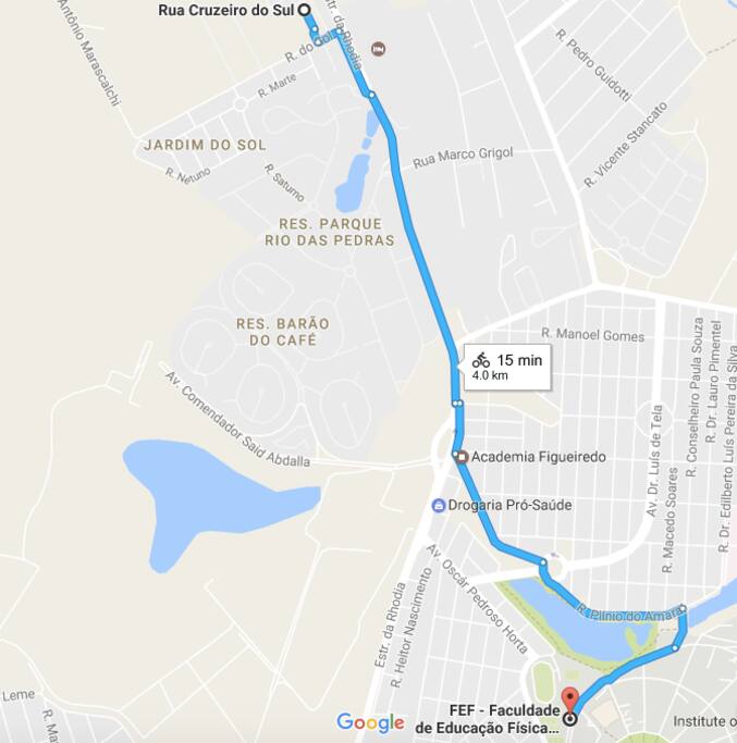 15 min de bicicleta até a UNICAMP!