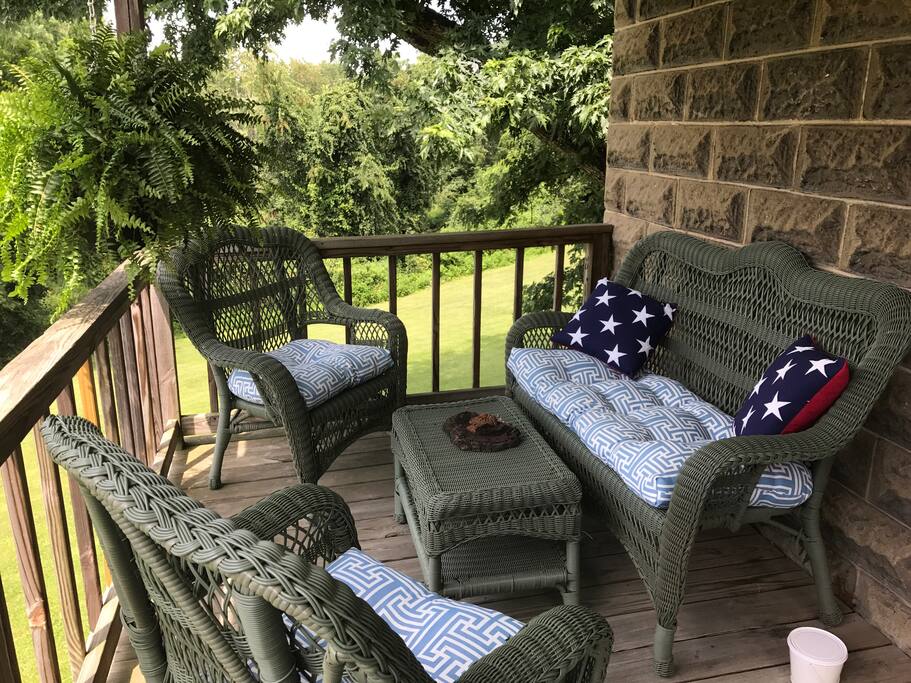 Front porch sitting area from upper porch.