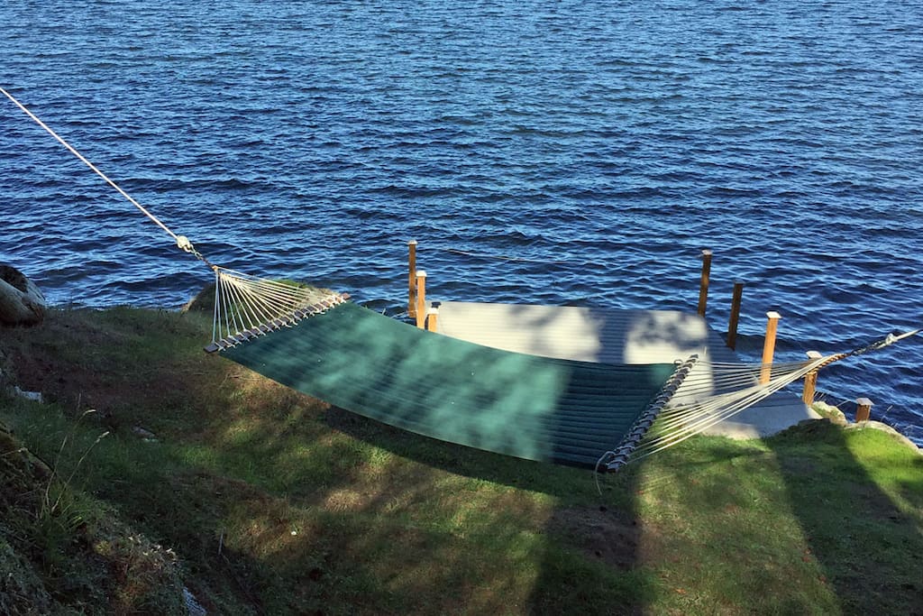 Unwind, take a nap on the waterfront hammock (summer only).