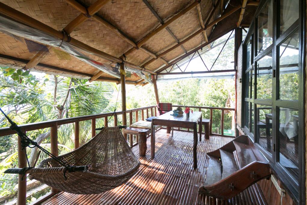 Hangout spot and dining area on the patio