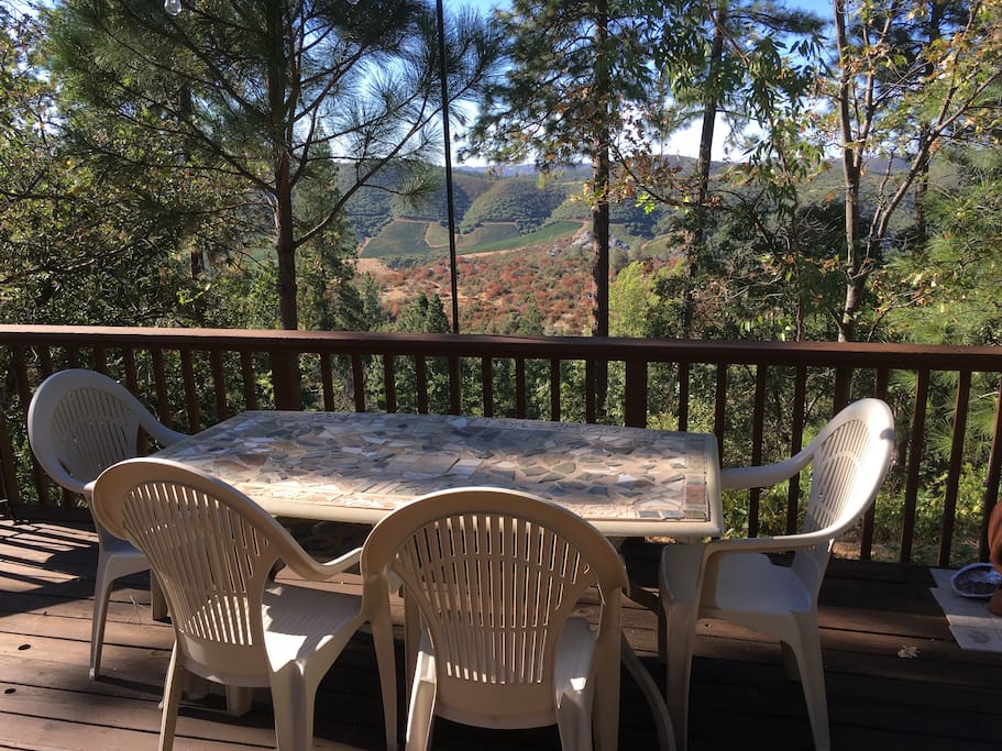Deck with vineyard view-summertime