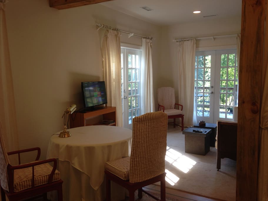 View across suite from bathroom door.