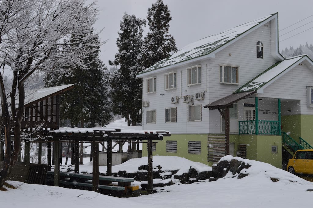 This is a view from the side of the building and the room is the first two windows on the third floor.
