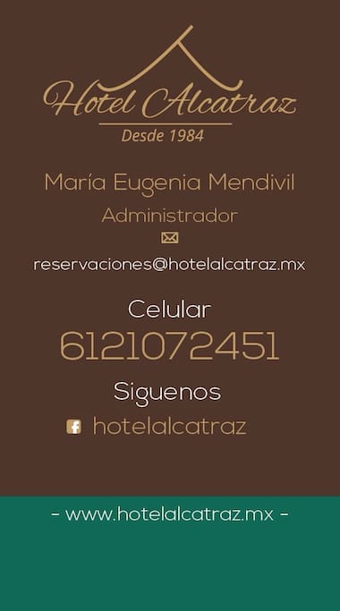 tarjeta de presentación de hotel alcatraz