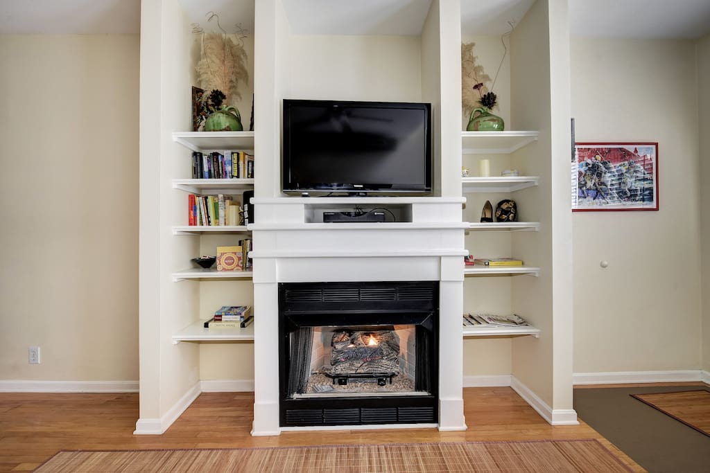Cozy gas fireplace