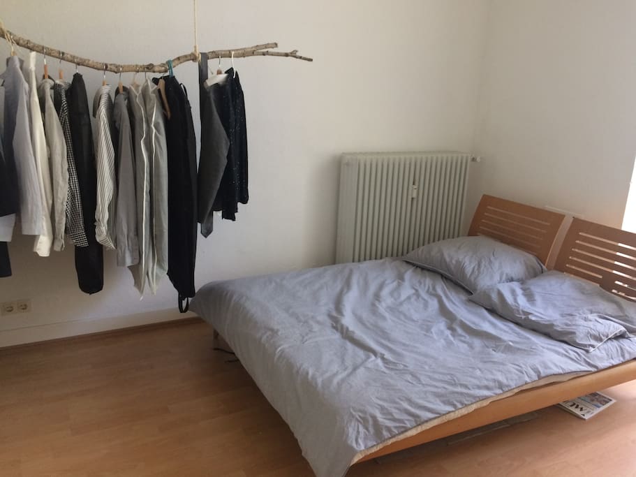 Bed and wardrobe