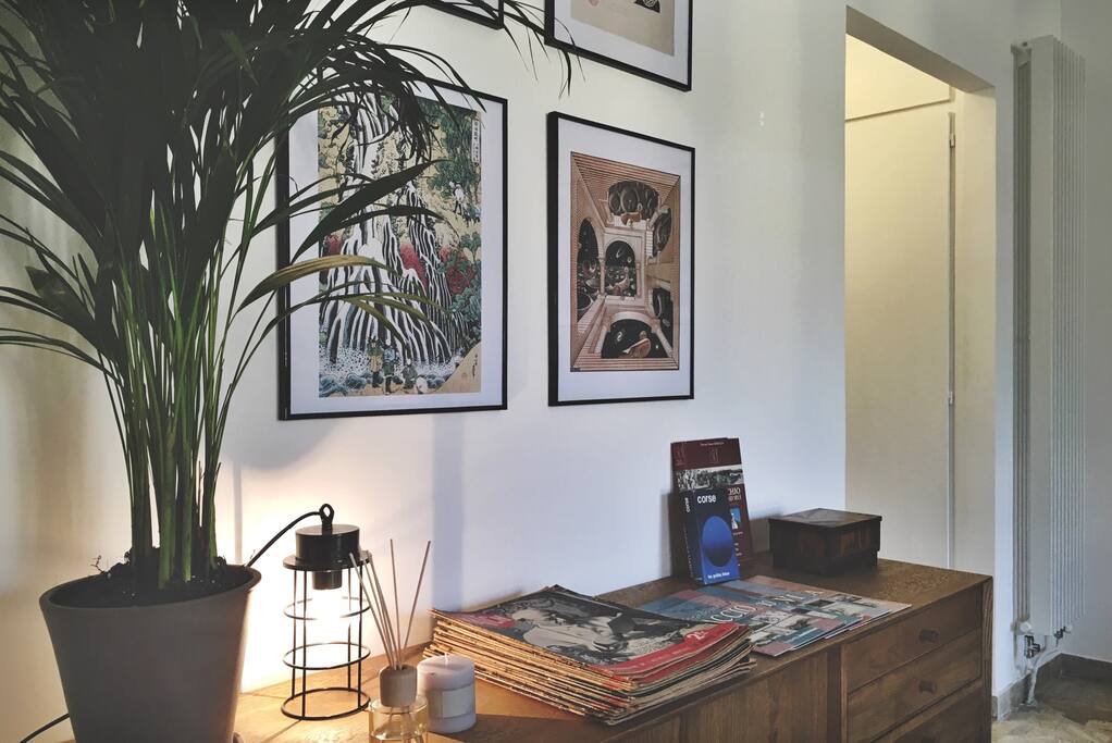 Enfilade decorative située sur la gauche de l'espace à vivre