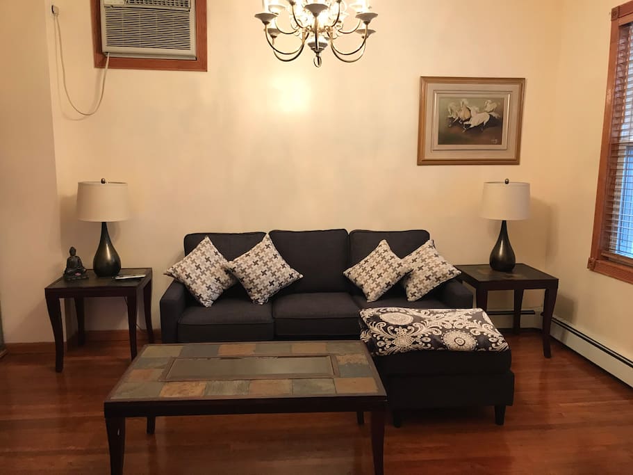Living room w/ Queen size sofa bed