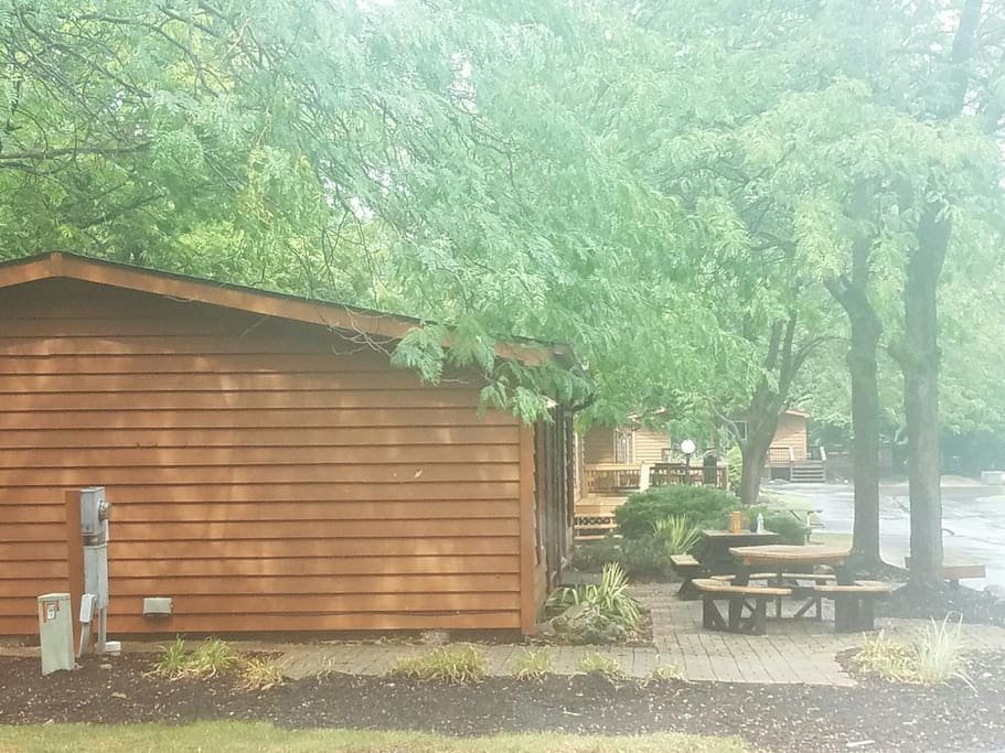 Side view of house and patio