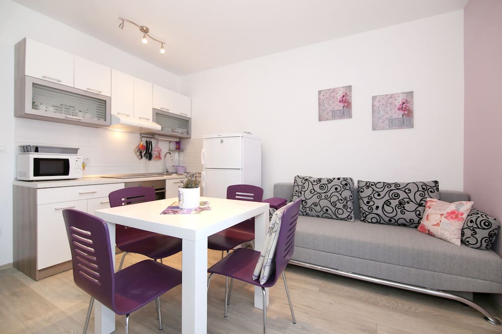 living room and kitchen